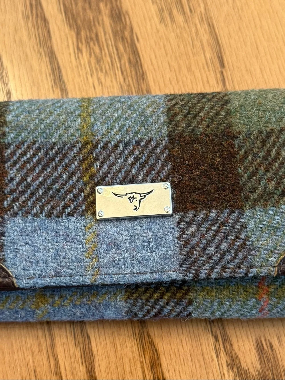 Authentic Harris Tweed Long Wallet in MacLeod Tartan Plaid & Leather Trim